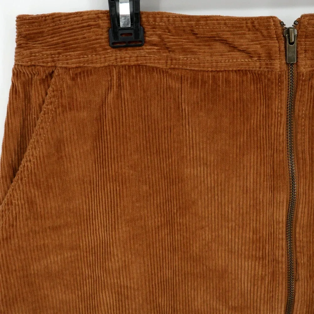Gap Skirt Womens 8 Rust Brown Corduroy Zip Front Pockets Short Mini Preppy